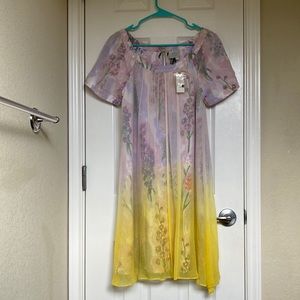 Floral Yellow and Purple Dress